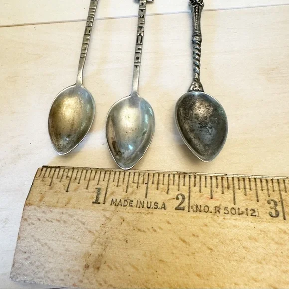 Two Vintage/Antique Sterling Silver Mexico Figural & One Unmarked Mini Spoons